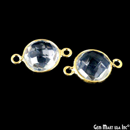 Round 10mm Double Bail Gold Plated Gemstone Bezel Connector