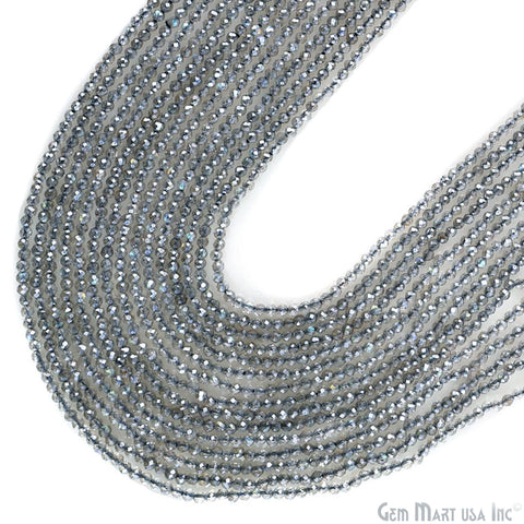 Mystique Labradorite Rondelle Beads, 13 Inch Gemstone Strands, Drilled Strung Nugget Beads, Faceted Round, 1.5-2mm