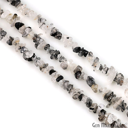 Rutilated Chip Beads, 34 Inch, Natural Chip Strands, Drilled Strung Nugget Beads, 3-7mm, Polished, GemMartUSA (CHRU-70001)