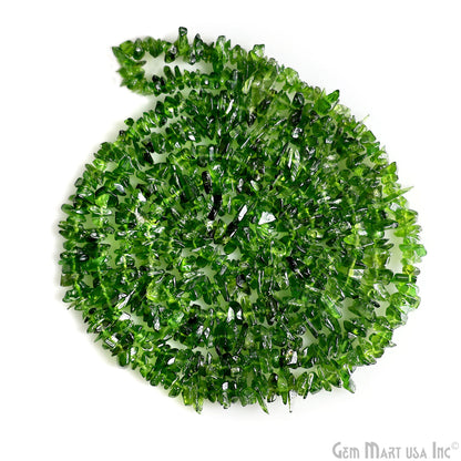 Chrome Diopside Chip Beads, 34 Inch, Natural Chip Strands, Drilled Strung Nugget Beads, 3-7mm, Polished, GemMartUSA (CHCD-70001)