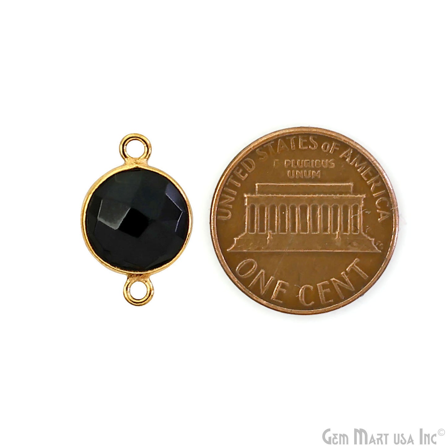 Round 10mm Double Bail Gold Plated Gemstone Bezel Connector