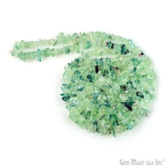 Fluorite Chip Beads, 34 Inch, Natural Chip Strands, Drilled Strung Nugget Beads, 3-7mm, Polished, GemMartUSA (CHFL-70001)