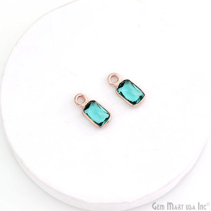 5pc Lot Apatite Octagon 6x4mm Rose Gold Plated Single Bail Brilliant Cut Gemstone Connector