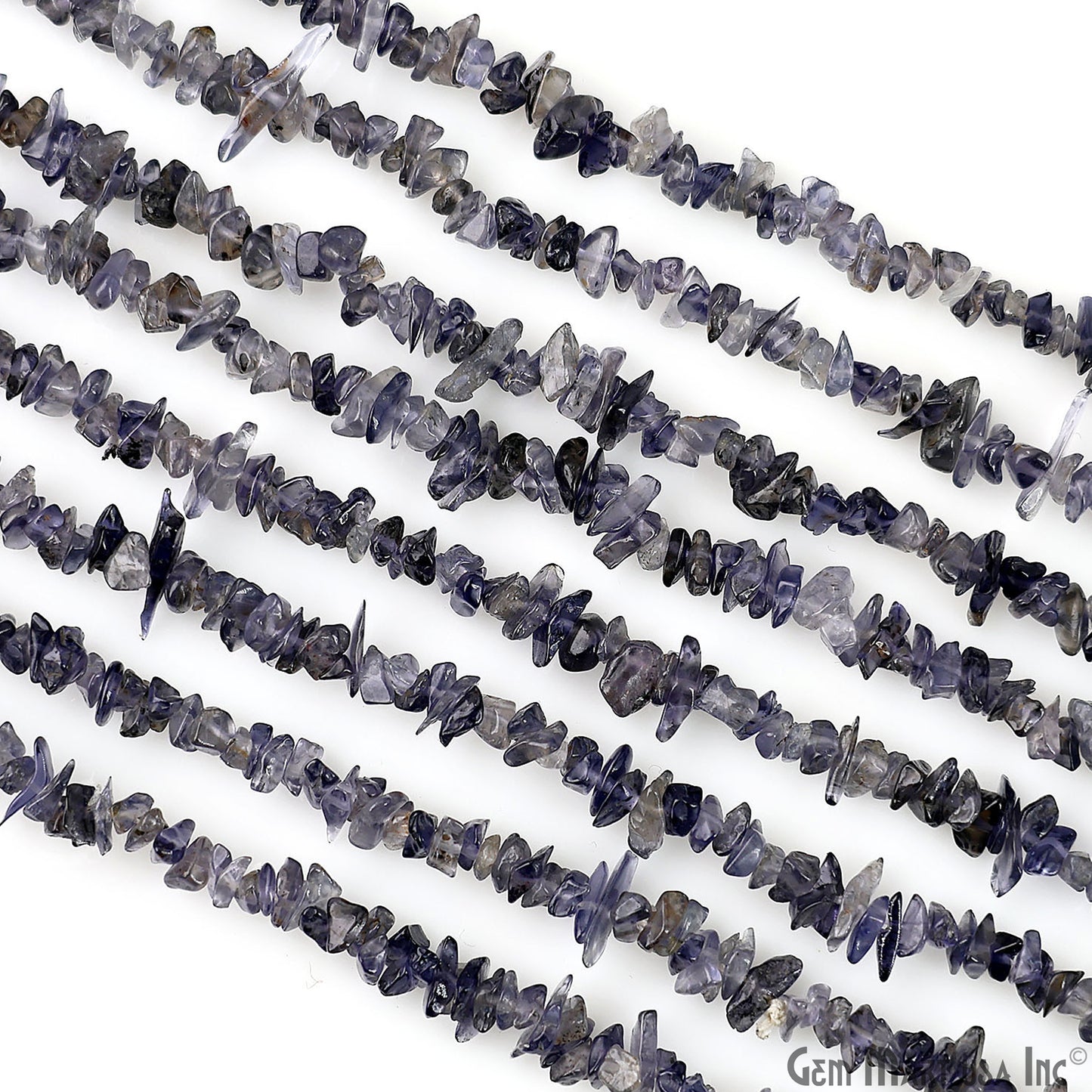 Iolite Chip Beads, 34 Inch, Natural Chip Strands, Drilled Strung Nugget Beads, 3-7mm, Polished, GemMartUSA (CHIO-70001)