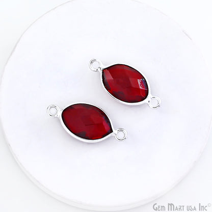 Garnet Marquise 8x12mm Silver Bail Gold Bezel Connector