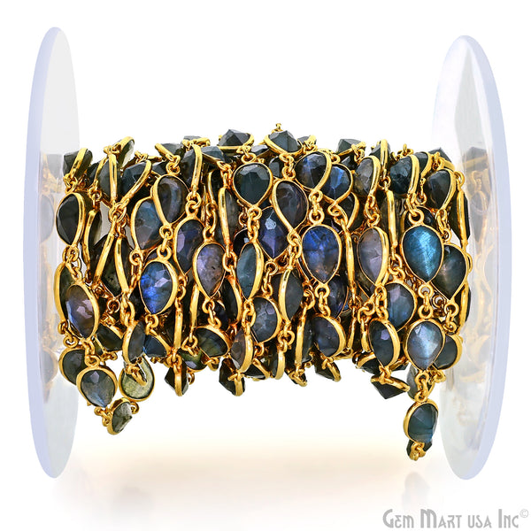 Labradorite Pears 8x10mm Gold...