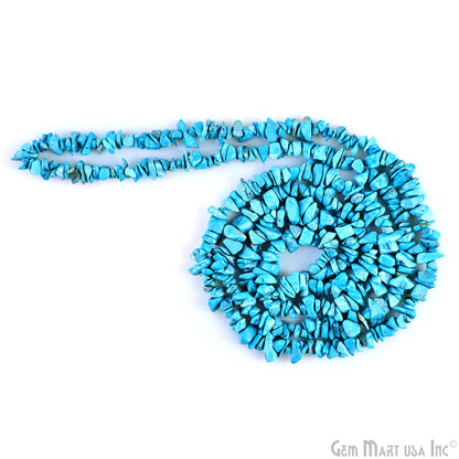 Turquoise Chip Beads, 34 Inch, Natural Chip Strands, Drilled Strung Nugget Beads, 3-7mm, Polished, GemMartUSA (CHTR-70001)