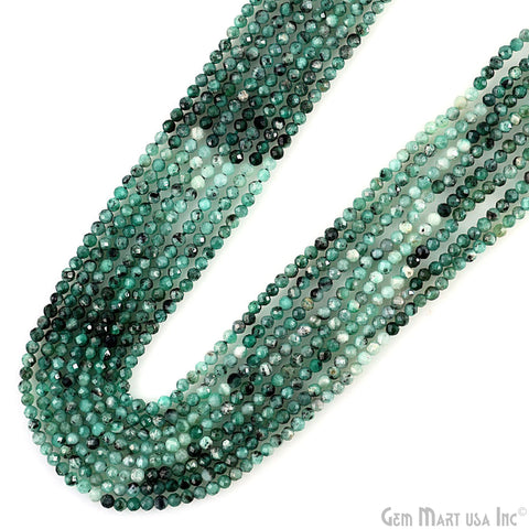 Emerald Rondelle Beads, 13 Inch Gemstone Strands, Drilled Strung Nugget Beads, Faceted Round, 2-2.5mm