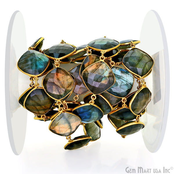 Labradorite Cushion 16mm Gold...