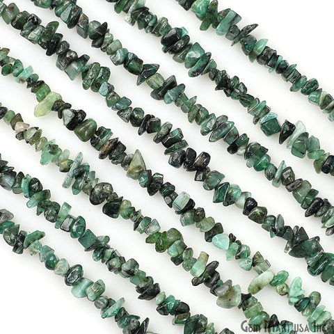 Emerald Chip Beads, 34 Inch, Natural Chip Strands, Drilled Strung Nugget Beads, 3-7mm, Polished, GemMartUSA (CHEM-70001)