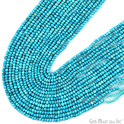 Turquoise Rondelle Beads, 12.5 Inch Gemstone Strands, Drilled Strung Nugget Beads, Faceted Round, 3-4mm