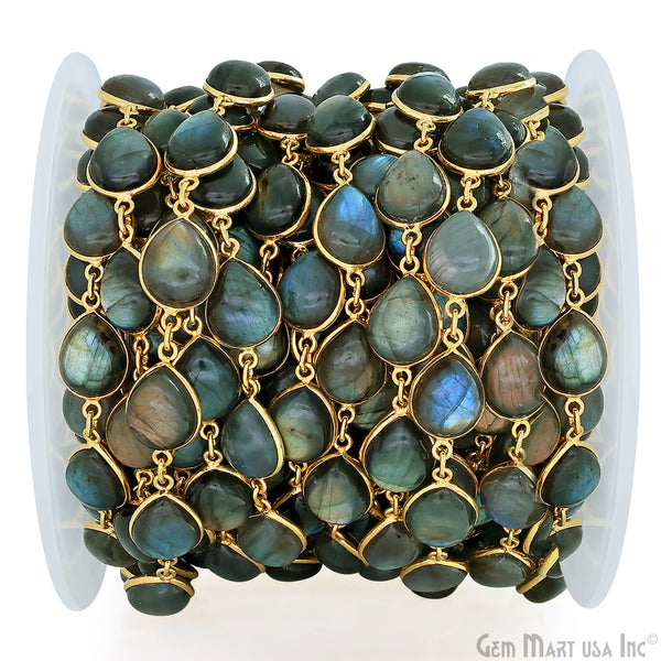 Labradorite 10x12mm Pears Gold...