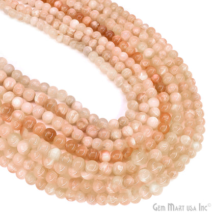 Cream Moonstone Smooth Round Drilled Beads 5-7mm Waist Beads, Rondelle Bead Strand 13 Inch