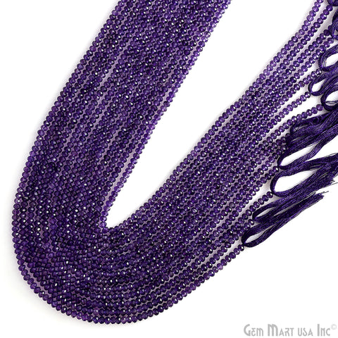 Amethyst Rondelle Beads, 13 Inch Gemstone Strands, Drilled Strung Nugget Beads, Faceted Round, 4mm