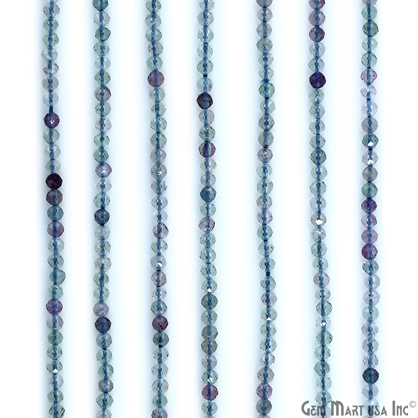 Blue Flourite Rondelle Beads, 12-13 Inch Gemstone Strands, Drilled Strung Nugget Beads, Faceted Round, 2-2.5mm