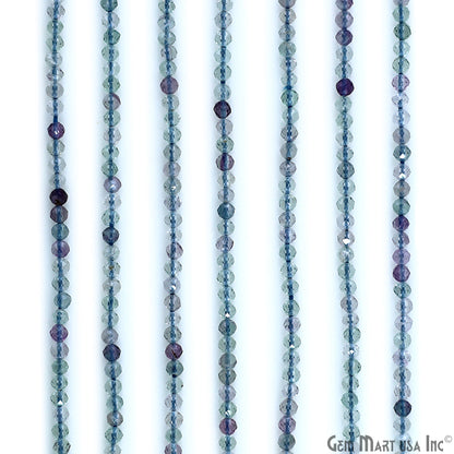 Blue Flourite Rondelle Beads, 12-13 Inch Gemstone Strands, Drilled Strung Nugget Beads, Faceted Round, 2-2.5mm