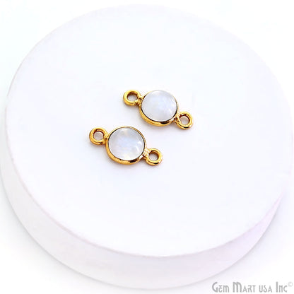 Cabochon 5mm Round Gold Plated Double Bail Gemstone Connector