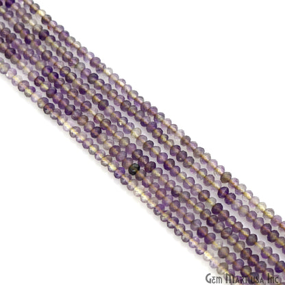 Gemstone Rondelle Bead Strands, Round Faceted, Polished Beads, Handmade Rondelle Beads, 12.5-inch, 3-4mm Round Strands for DIY Jewelry Making