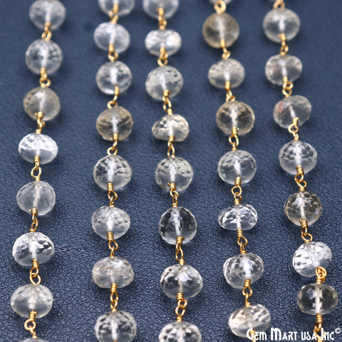 Golden Rutilated Gold Plated Wire Wrapped Beads Rosary Chain