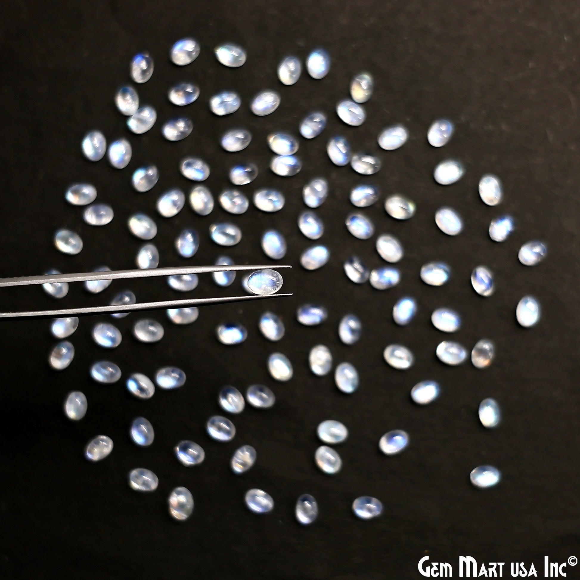 Rainbow Moonstone Wholesale Gemstones, 100% Natural Semi-Precious Gems, Rainbow Cabochons Loose Gems, 7x5mm, Oval, 5 Carats