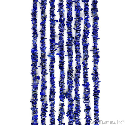 Lapis Chip Beads, 34 Inch, Natural Chip Strands, Drilled Strung Nugget Beads, 3-7mm, Polished, GemMartUSA (CHLP-70001)