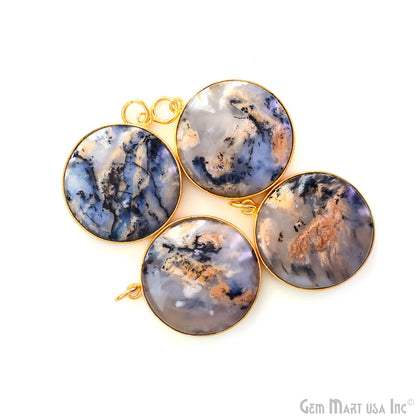 Round 30x26mm Cabochon Gold Plated Single Bail Gemstone Connector