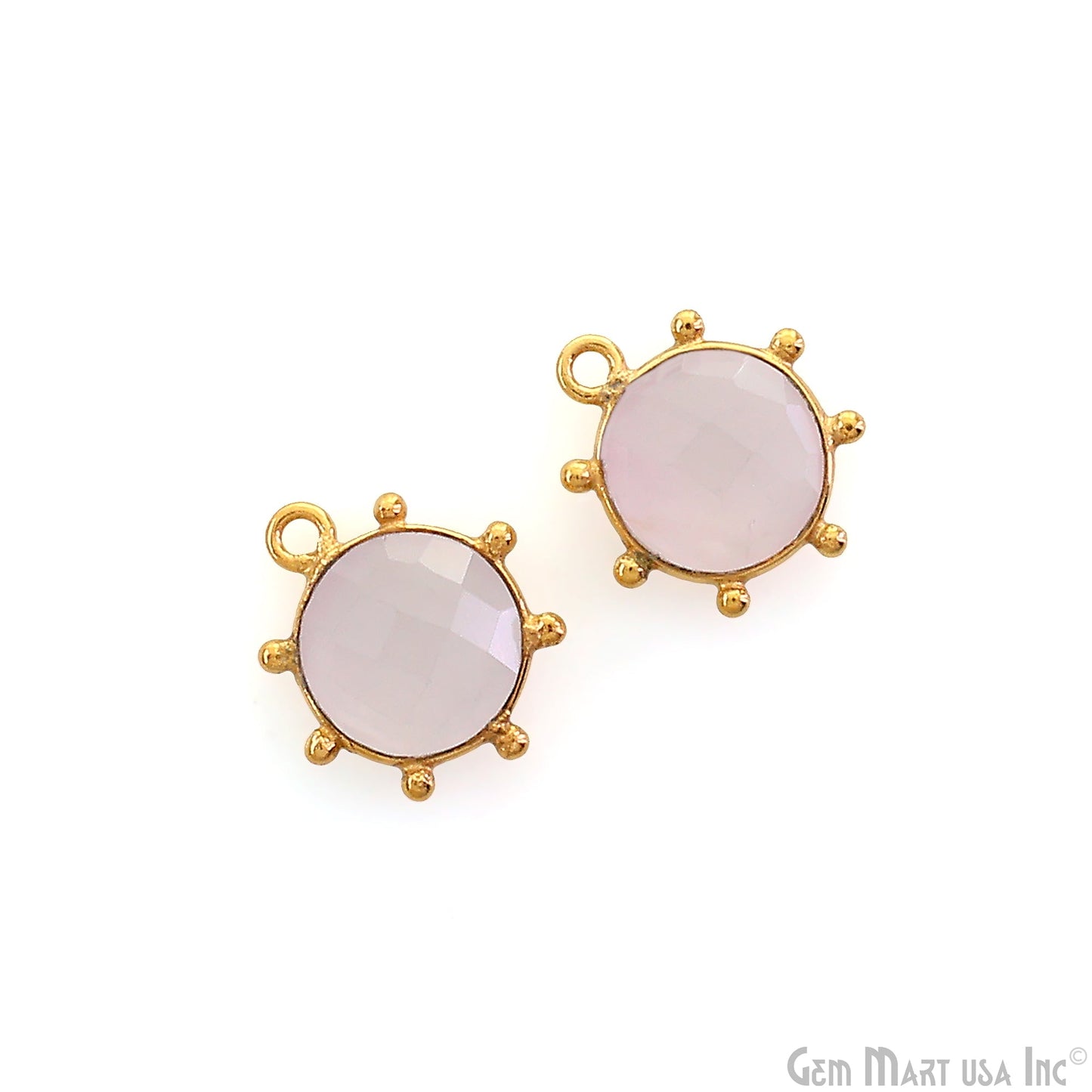 Round 15x13mm Design Bezel Gold Plated Single Bail Gemstone Connector