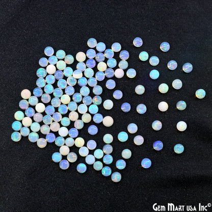 Ethiopian Opal Wholesale Gemstones, 100% Natural Precious Gems, White Cabochons Loose Gems, 5mm, Round, 10PC