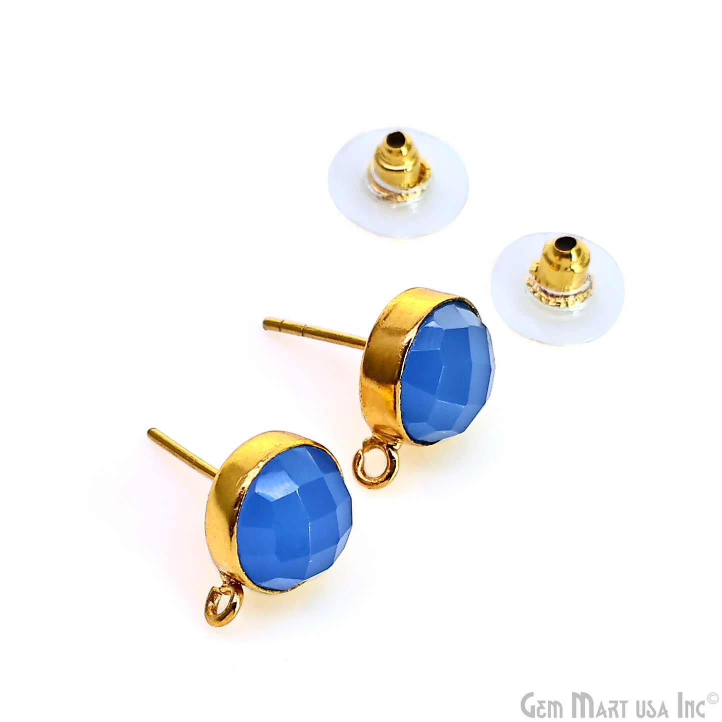 DIY Round 10mm Gold Bail Gemstone stud Earring