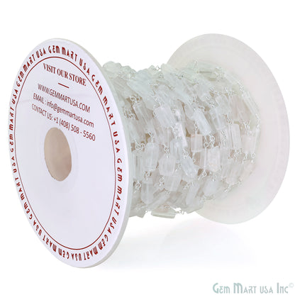 Rose Quartz Tumble Beads 8x5mm Silver Wire Wrapped Rosary Chain