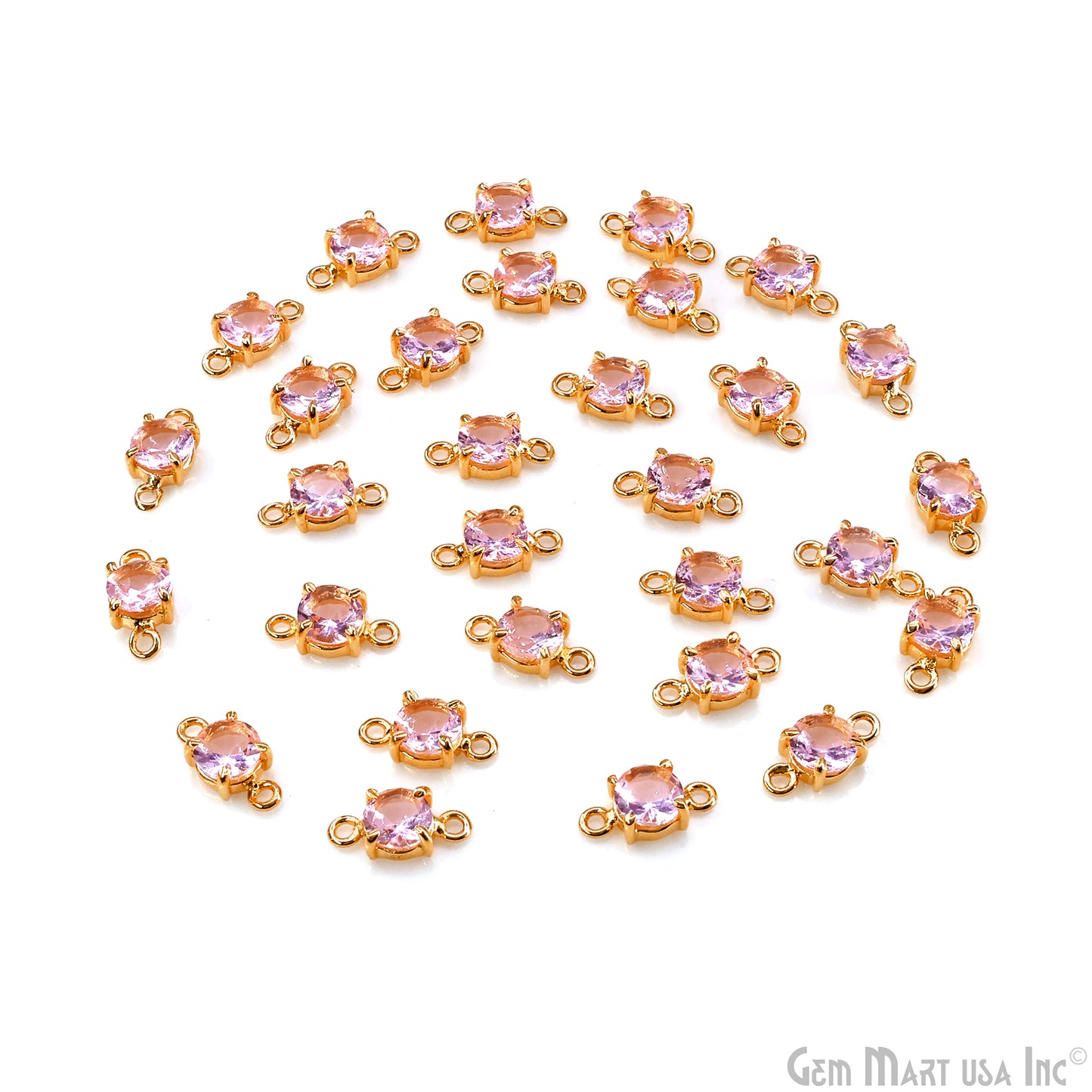 Morganite Prong Setting Gold Plated Flashy Gemstone Double Bail Connector