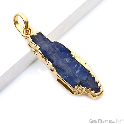 Kyanite Free Form 33x10mm Gold Electroplated Gemstone Single Bail Pendant