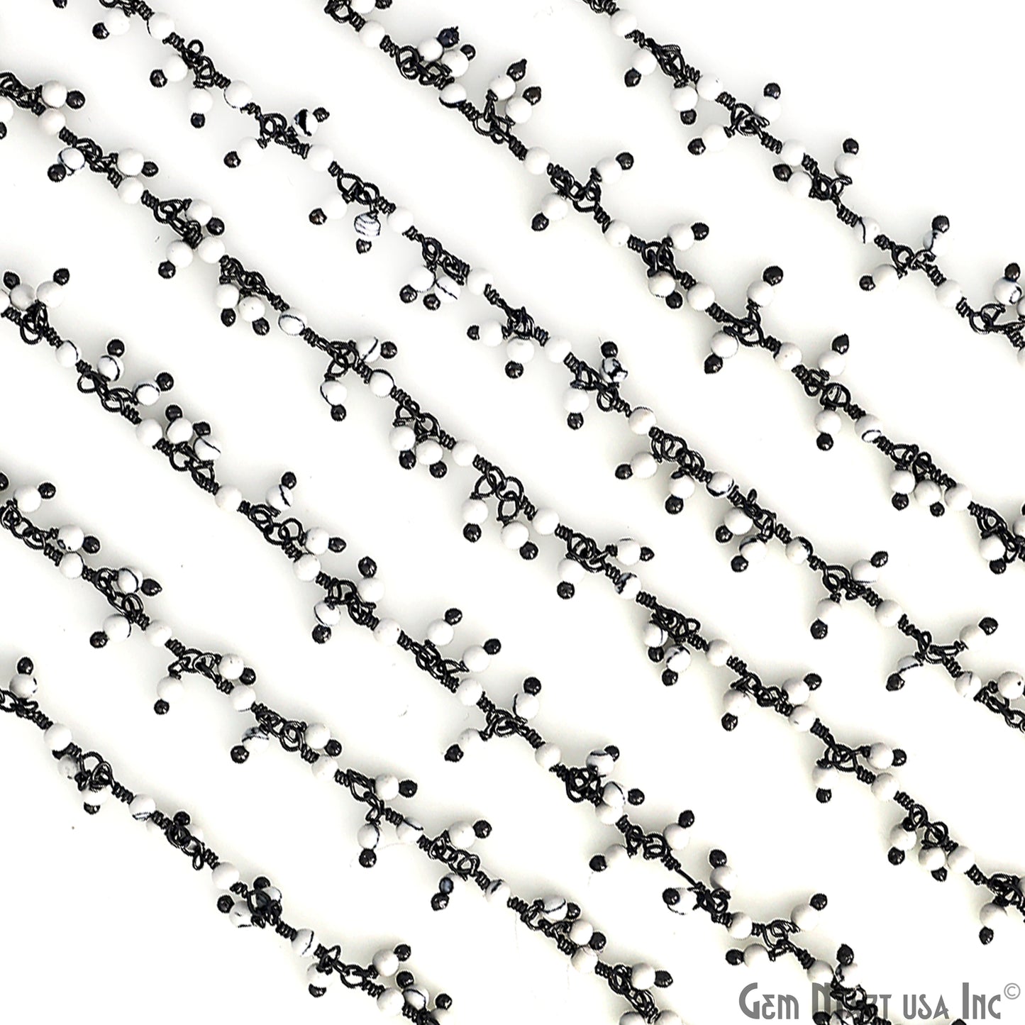 Howlite Cabochon Beads 2-2.5mm Oxidized Gemstone Rosary Chain