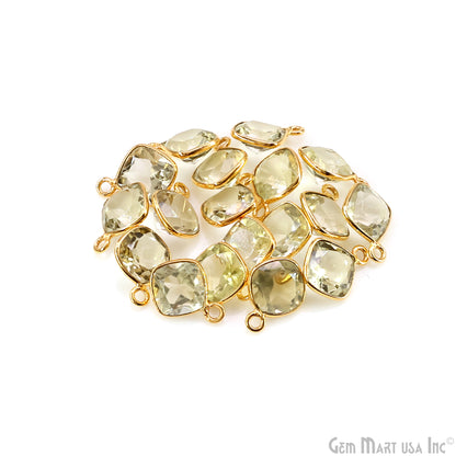 Cushion 8mm Brilliant Cut Gold Plated Bezel Single Bail Connector