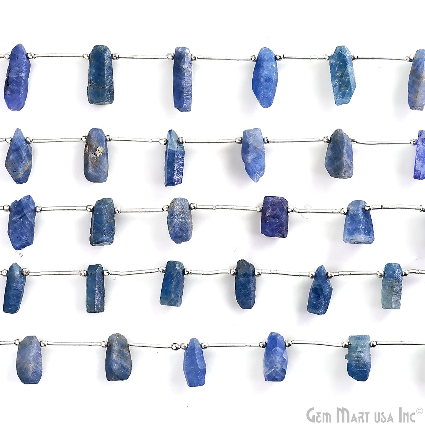 Sapphire Rough Beads, 9.5 Inch Gemstone Strands, Drilled Strung Briolette Beads, Free Form, 12x20mm