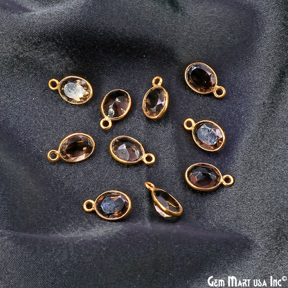 Oval 7x9mm Brilliant Cut Gold Plated Bezel Single Bail Connector