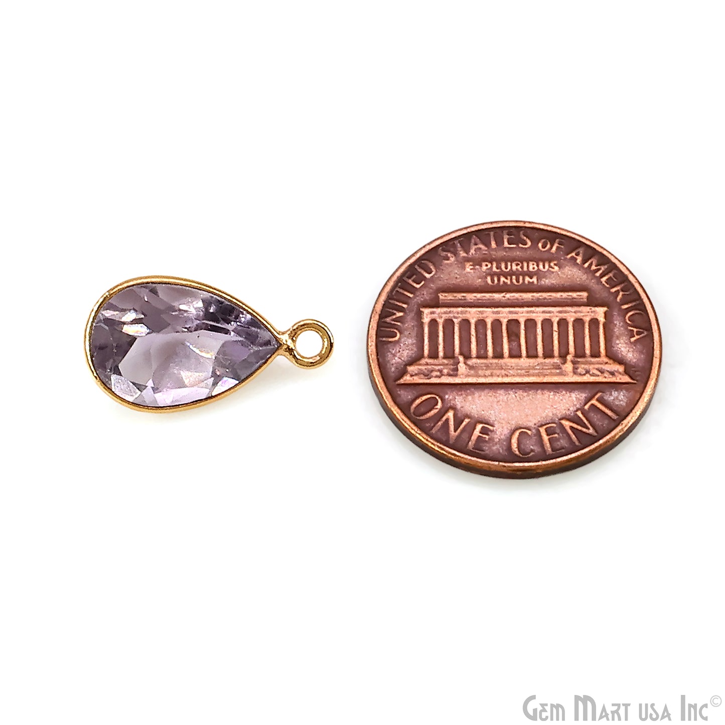 Pears 8x12mm Brilliant Cut Gold Plated Bezel Single Bail Gemstone Connector