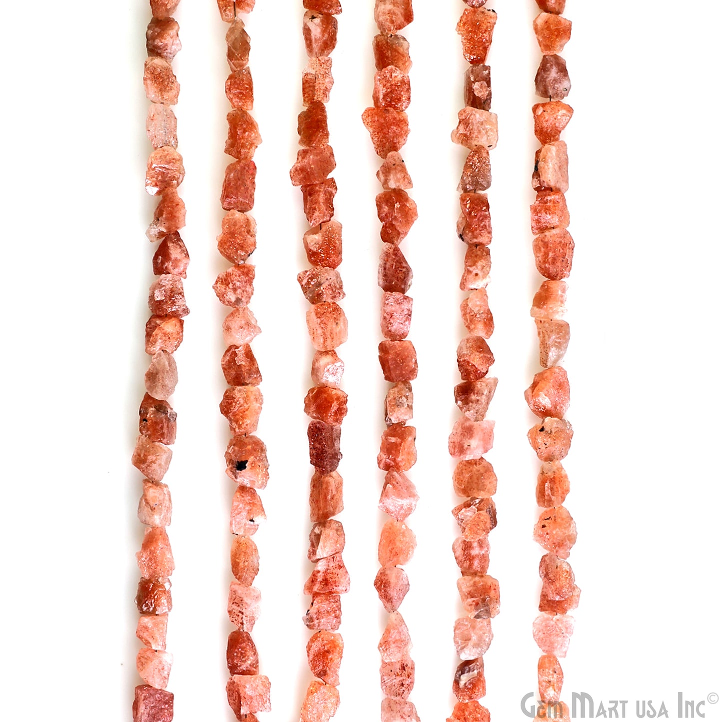 Sunstone Rough Beads, 9 Inch Gemstone Strands, Drilled Strung Briolette Beads, Free Form, 7x5mm