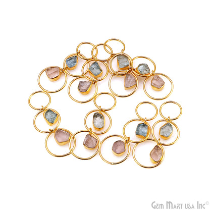 DIY Rough Gemstone Gold Plated Bezel Setting Dangle Chandelier Finding Connector 1PC