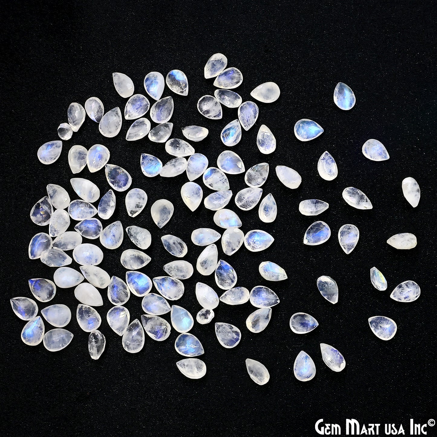 Rainbow Moonstone Wholesale Gemstones, 100% Natural Semi-Precious Gems, Rainbow Cabochons Loose Gems, 7x5mm, Pears, 10PC