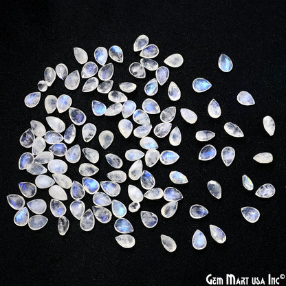 Rainbow Moonstone Wholesale Gemstones, 100% Natural Semi-Precious Gems, Rainbow Cabochons Loose Gems, 7x5mm, Pears, 10PC
