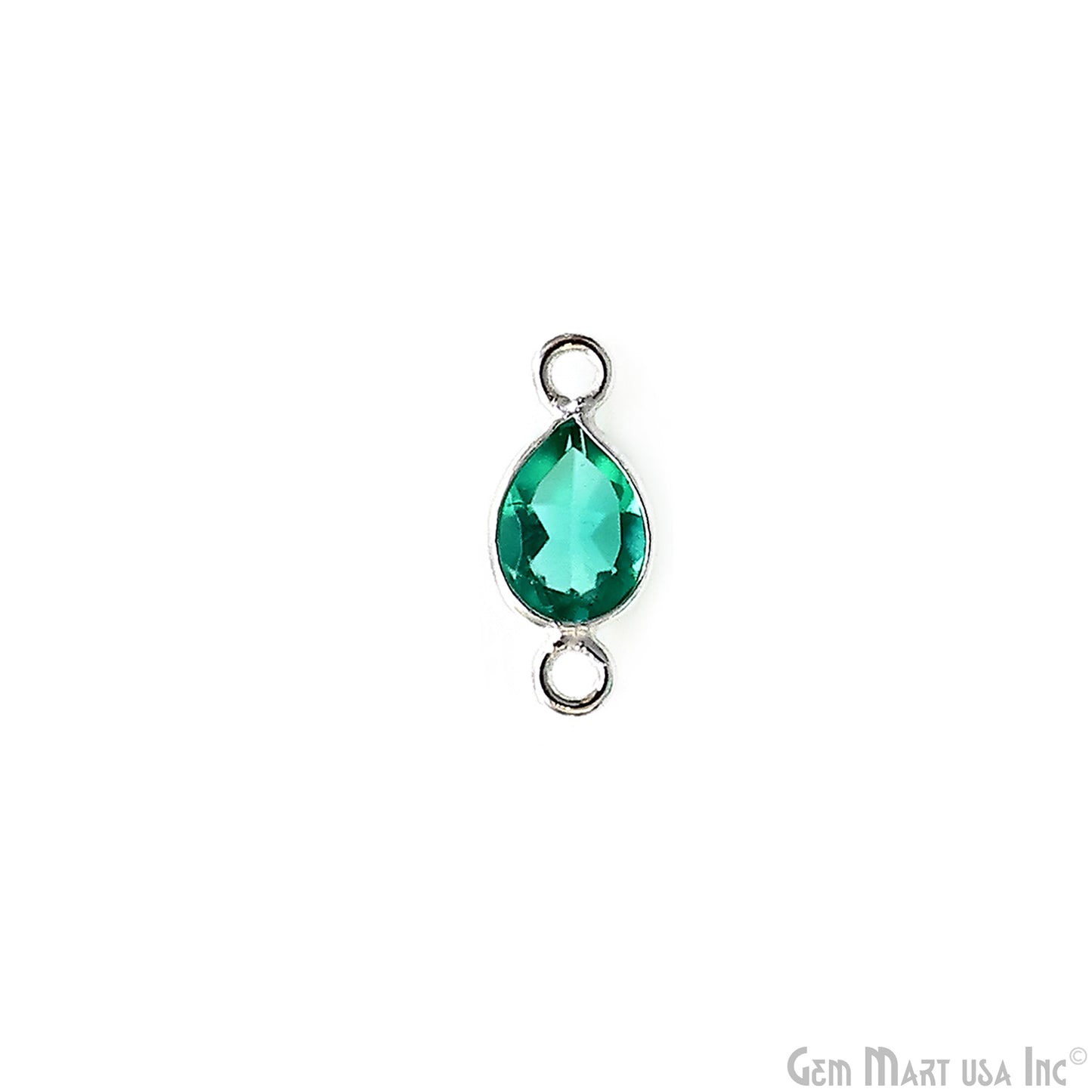 Apatite Pears 7x5mm Double Bail Silver Plated Bezel Gemstone Connector