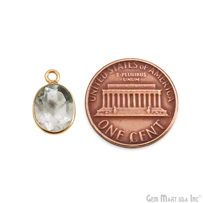 Oval 8x10mm Brilliant Cut Gold Plated Bezel Single Bail Connector