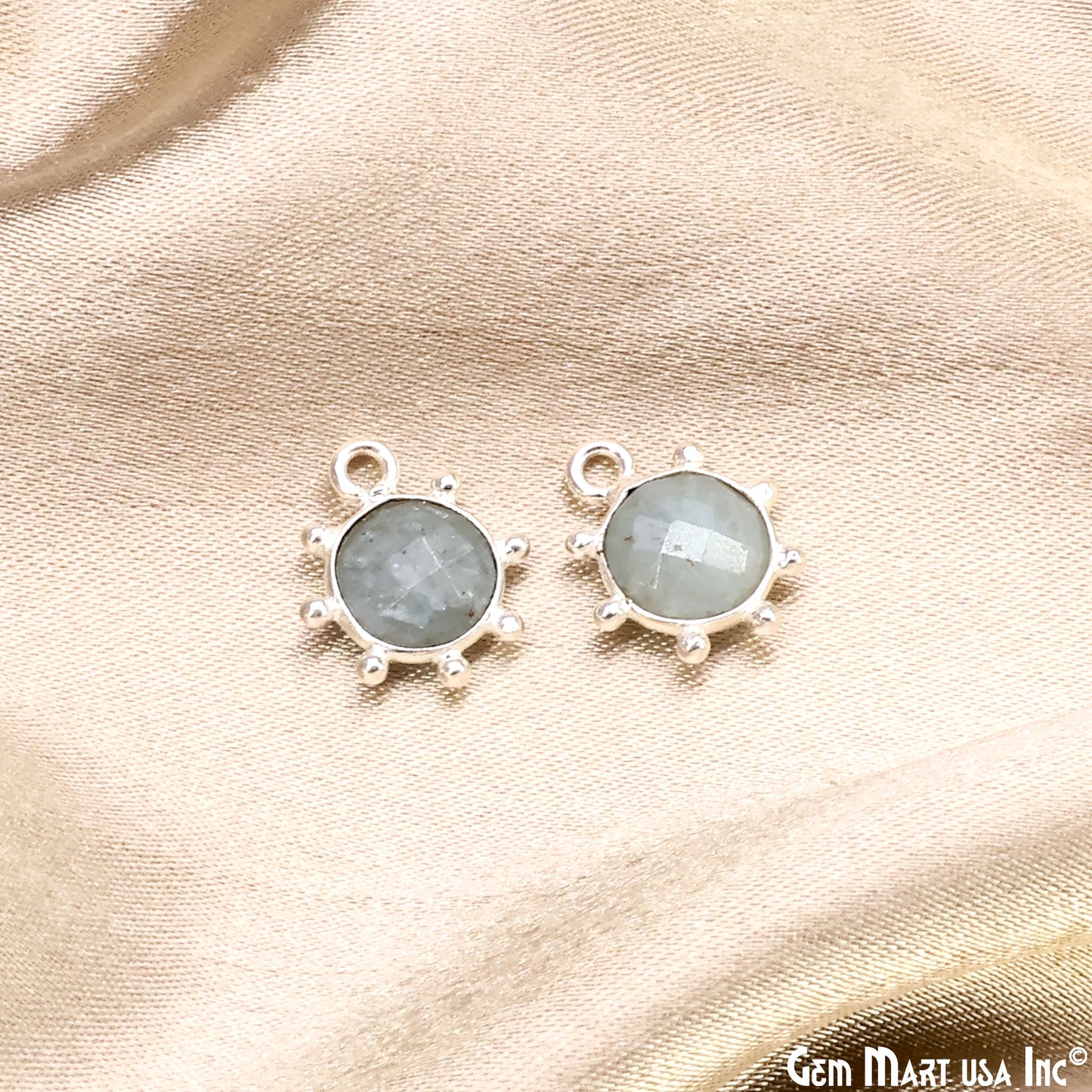 Round 13x11mm Design Bezel Single Plated Single Bail Gemstone Connector