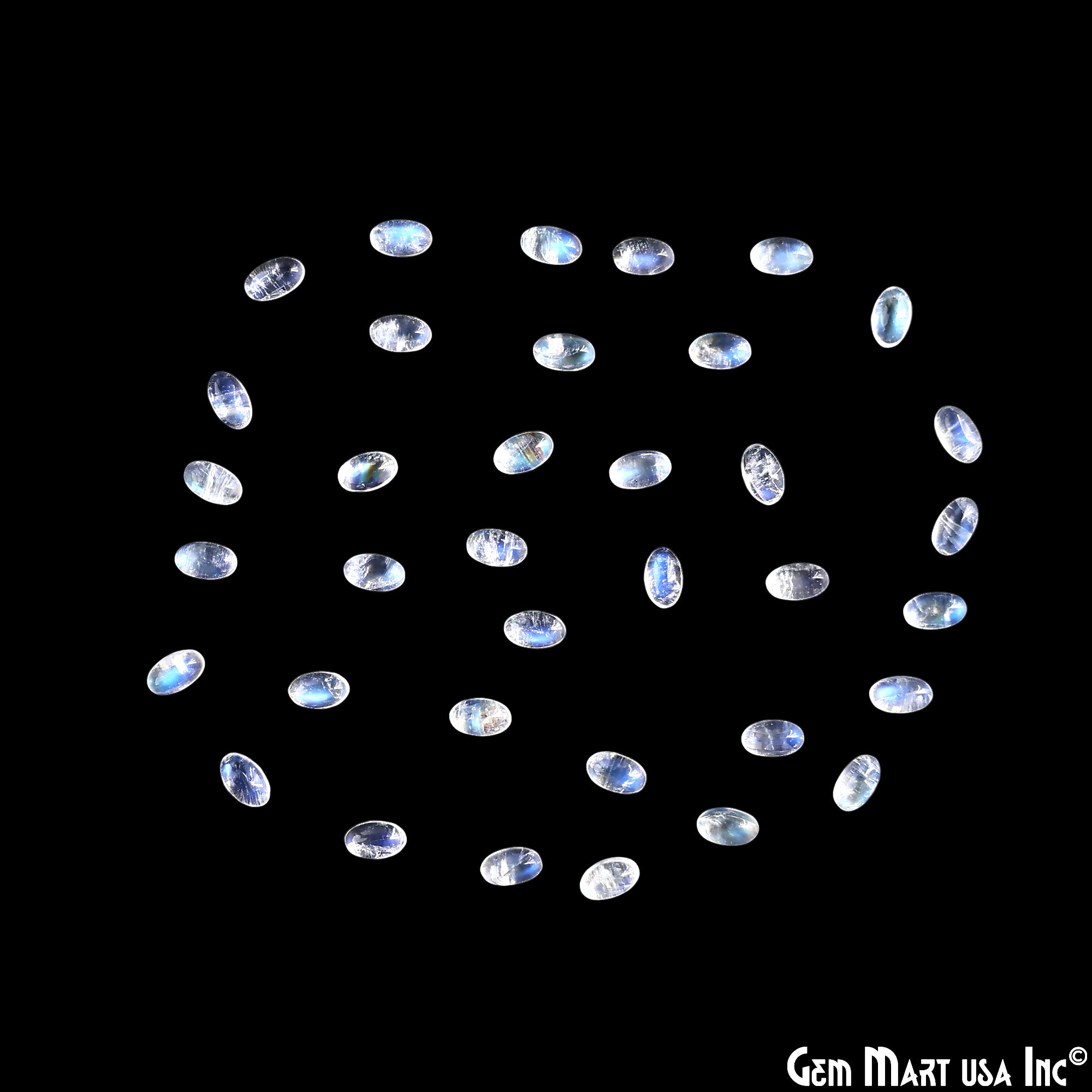 5Ct Rainbow Moonstone Oval Cabochon AAA+ Quality Blue Flash Tiny Gems 3x5mm