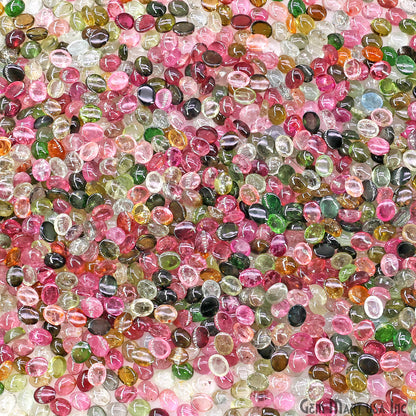 Multi Tourmaline Wholesale Gemstones, 100% Natural Semi-Precious Gems, Multi Color Cabochons Loose Gems, 4x5mm, Oval, 5 Carats