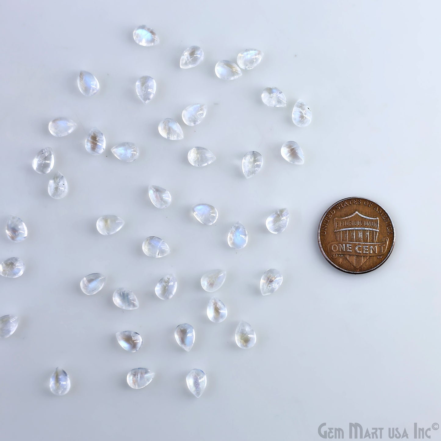 Rainbow Moonstone Pears Cabochon, 5x7mm, 5 Carats, 100% Natural Cabochon Loose Gems, Wholesale Gemstones