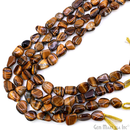 Tiger Eye Tumble Beads Free Form Drilled Beads 7-8X10-13mm Waist Beads, Rondelle Bead Strand 15 Inch