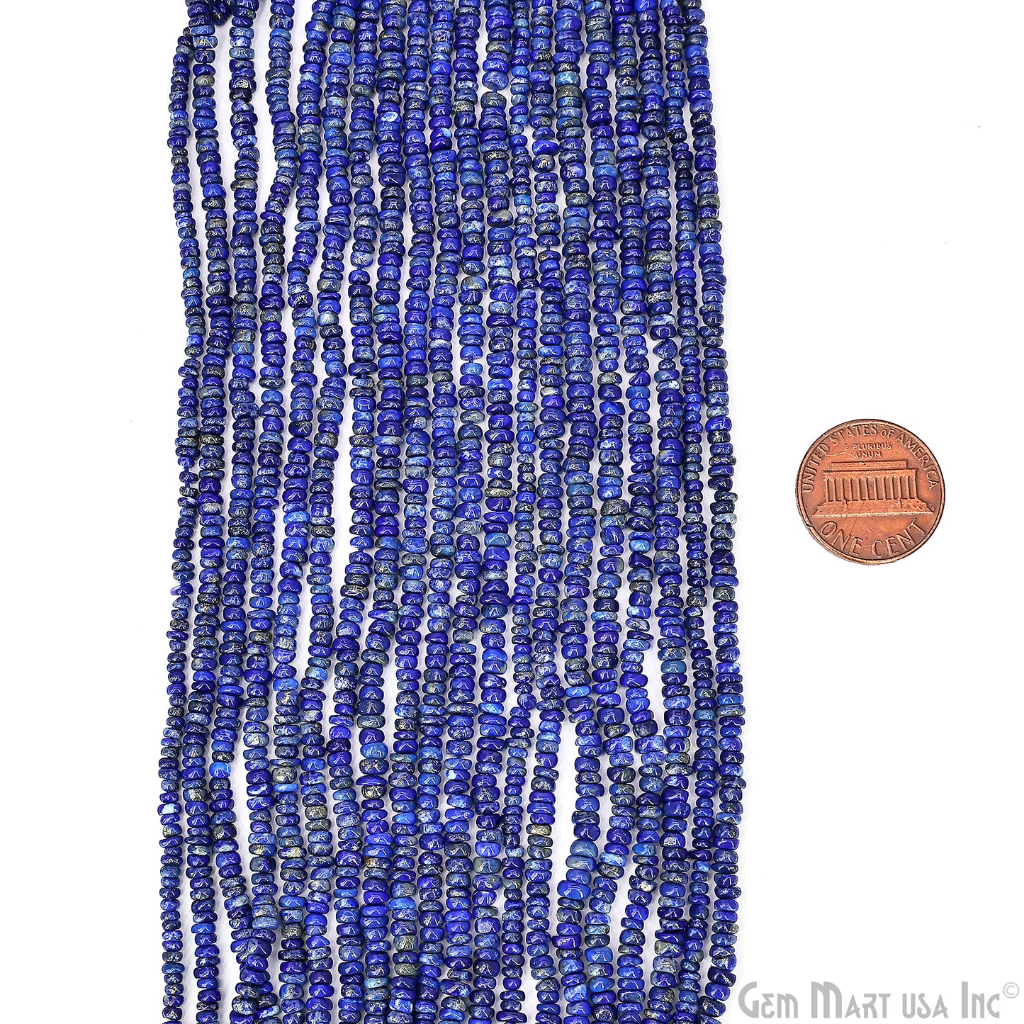 Lapis Rondelle Beads, 17 Inch Gemstone Strands, Drilled Strung Nugget Beads, Faceted Round, 3mm