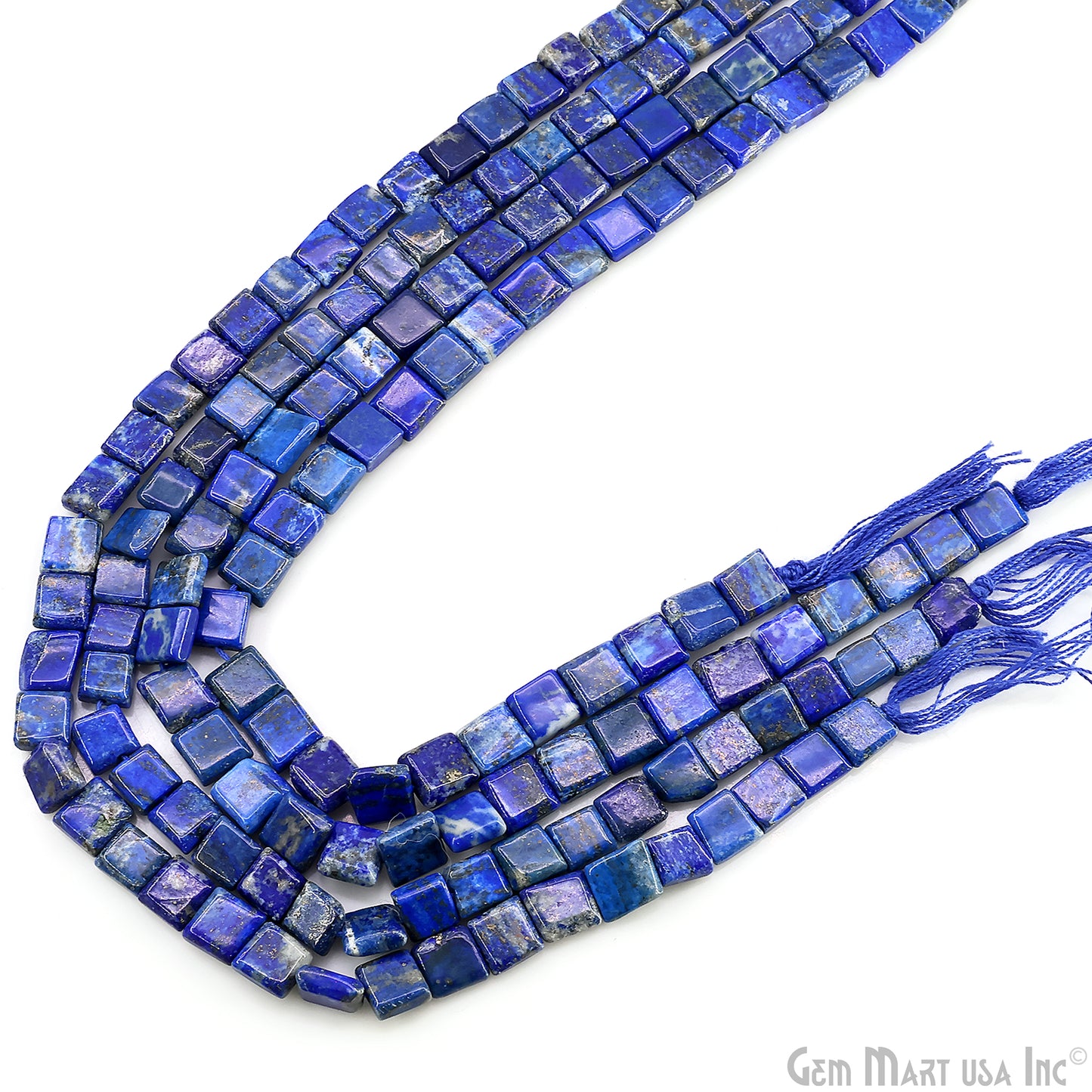 Lapis Faceted Square Drilled Beads 7-10X6-7mm Waist Beads, Rondelle Bead Strand 13 Inch